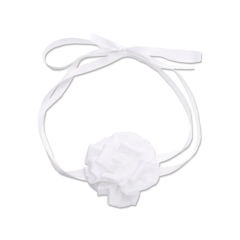 CHALK SILK GARDENIA RIBBON CHOKER