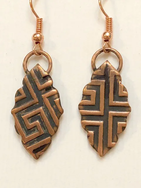 Copper Earrings Leaf