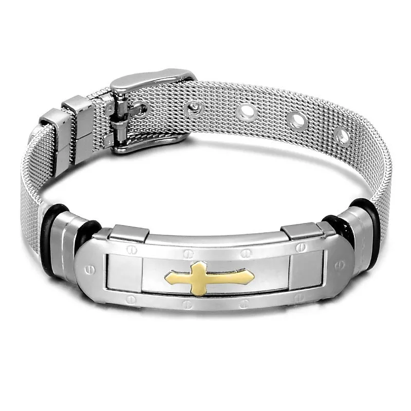 Cross Curved Band Bracelet