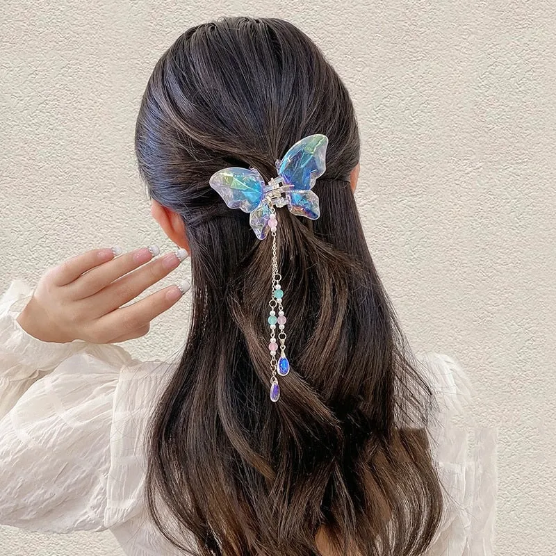 Crystal Butterfly Claw Hair Clip