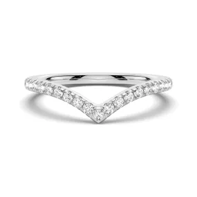 Curved V Moissanite Wedding Band