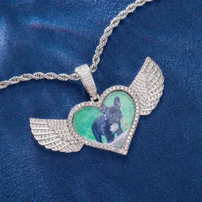 Custom Heart Photo Pendant With Wings