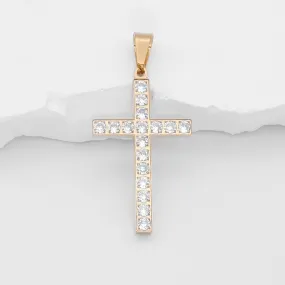 CZ Paved Cross Pendant - Gold