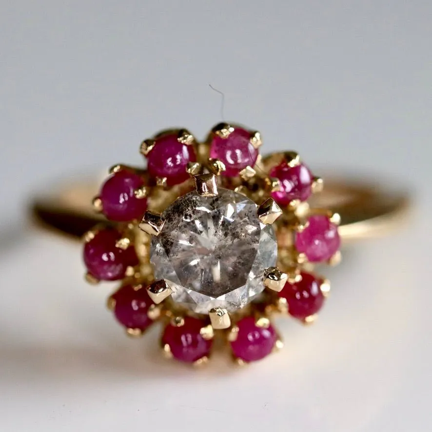 Daisy Buchanan 14k Gold, Champagne Diamond and Ruby Ring