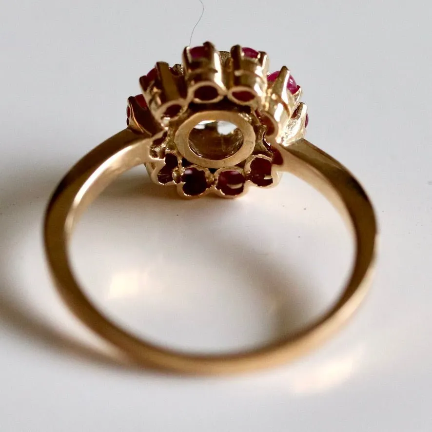 Daisy Buchanan 14k Gold, Champagne Diamond and Ruby Ring