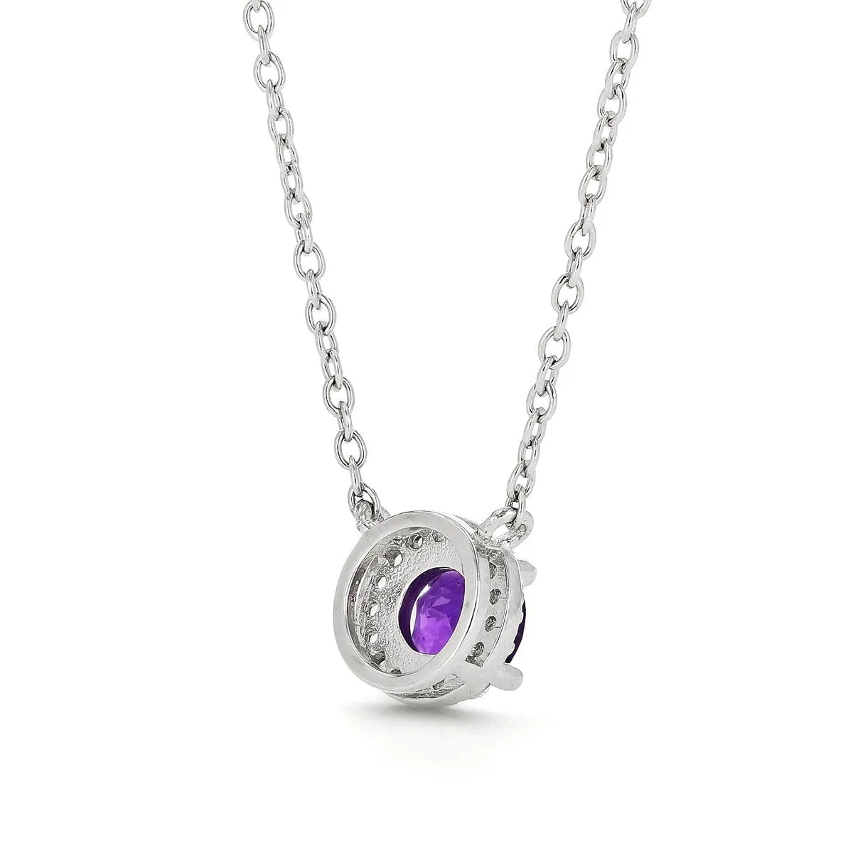 Dark Amethyst Halo Pendant Necklace