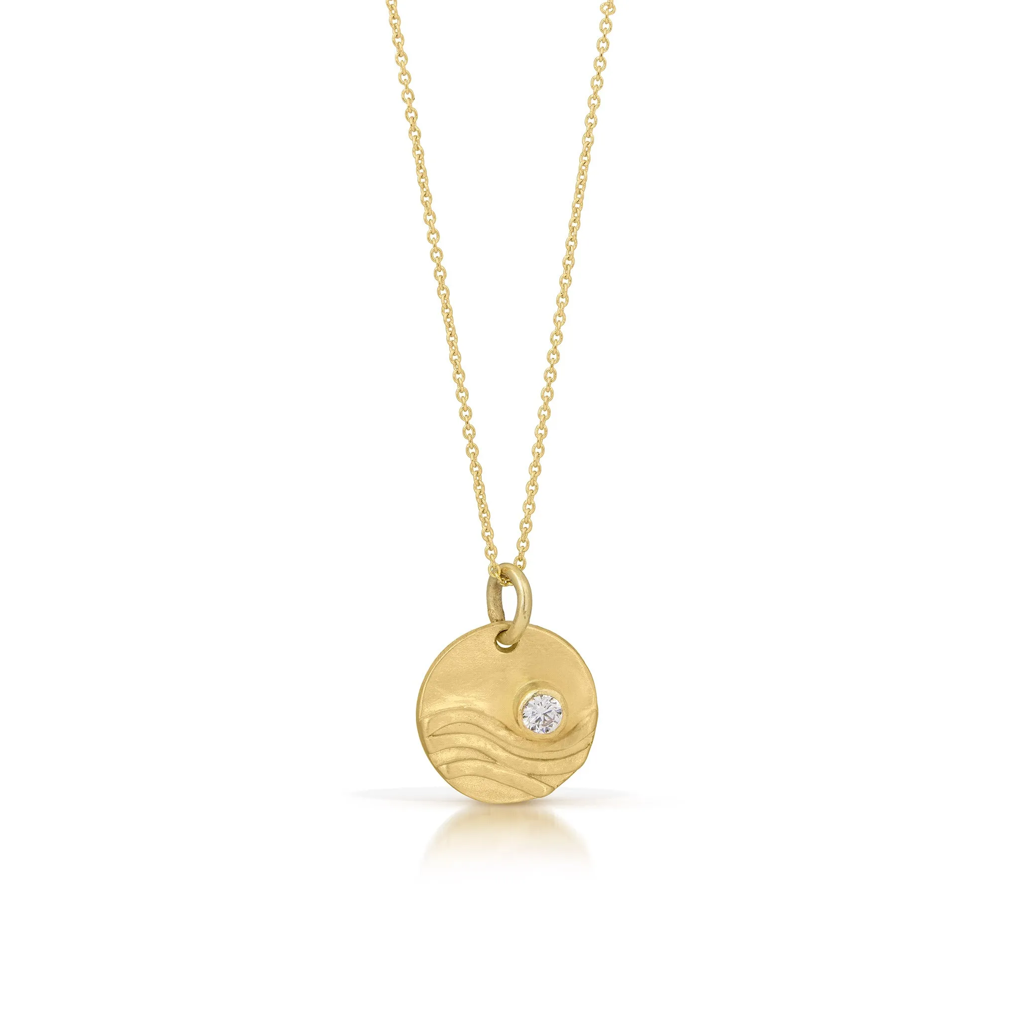 Diamond Mini Wave Necklace - 14K Gold