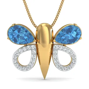 Diva ferozah butterfly pendant (Gold Plated 925 Sterling Silver)