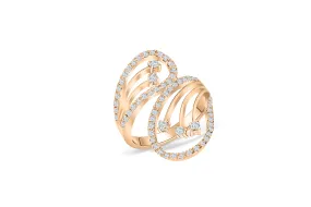 Double Sided Morning Dew Diamond Ring 0.87 ct tw Round 14K Rose Gold DIR001