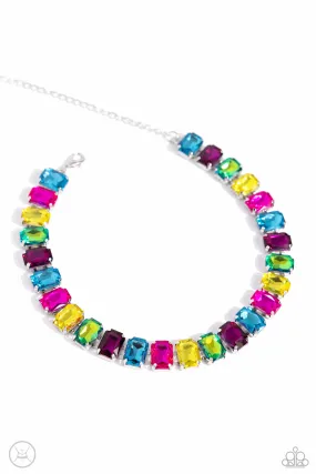 Ecstatic Emeralds Multi Rhinestone Choker Necklace - Paparazzi Accessories