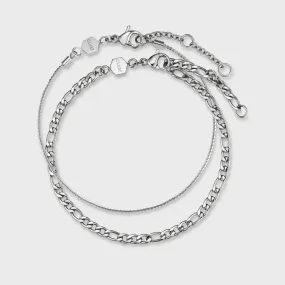 Essentielle Figaro Chain Bracelet Set, Silver Colour