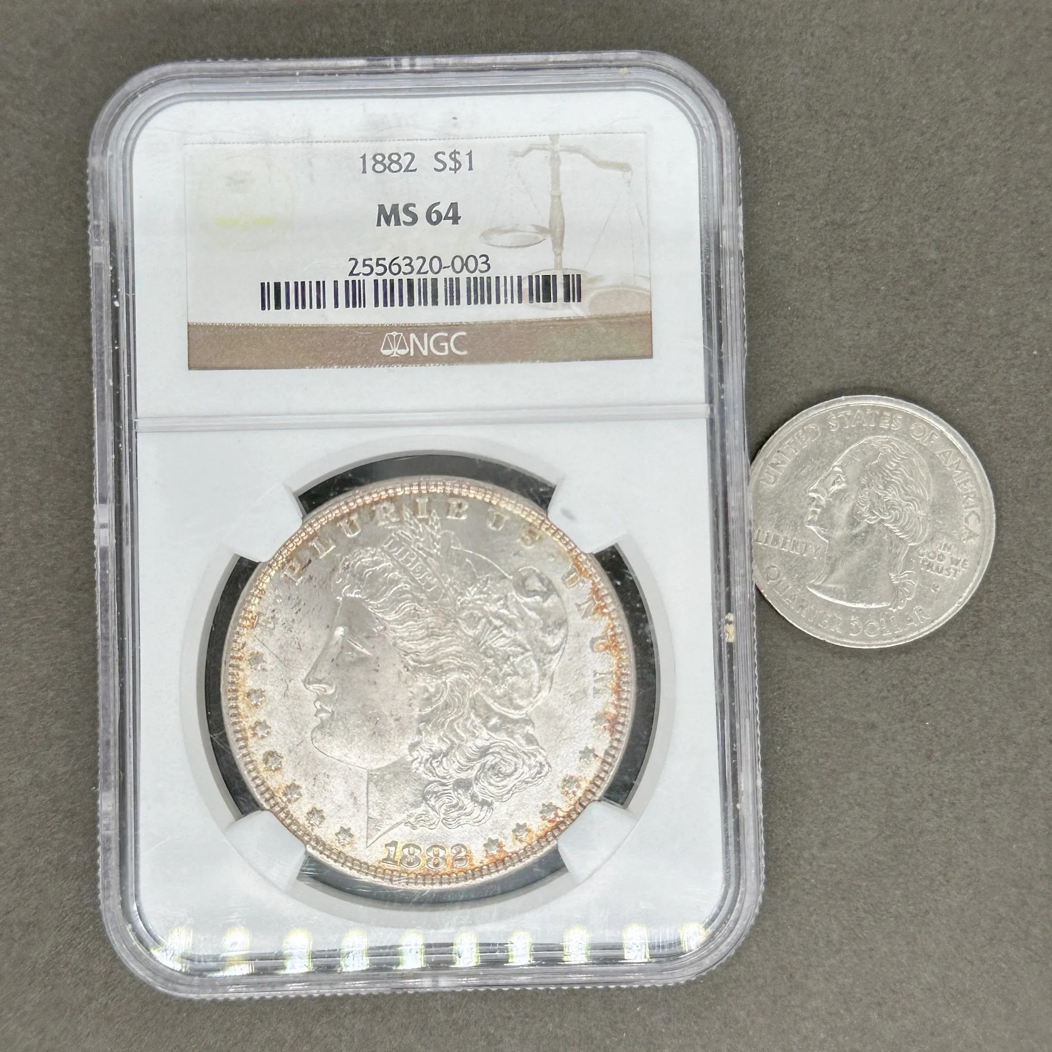 Estate 0.900 Fine Silver 1882 S$1 Morgan Dollar NGC MS 64