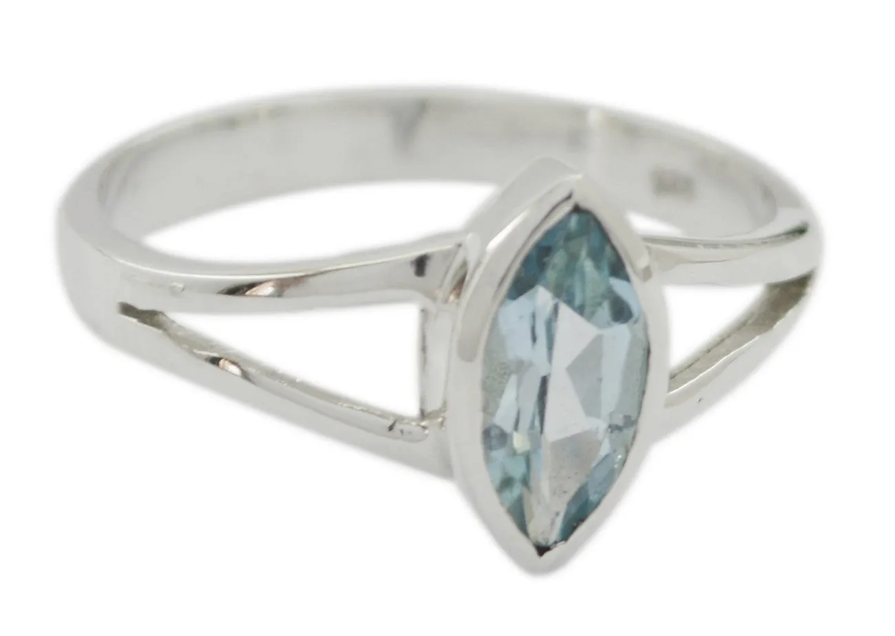 Exquisite Gem Blue Topaz 925 Sterling Silver Ring Nice Selling Shops