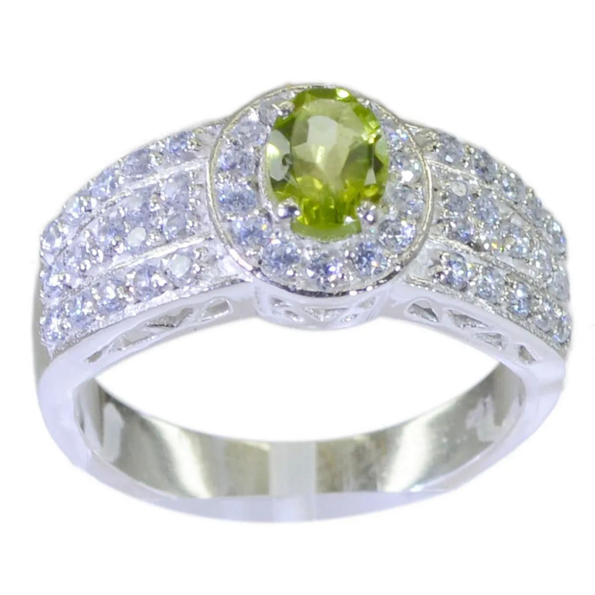 Exquisite Stone Peridot 925 Sterling Silver Rings Friends Jewelry