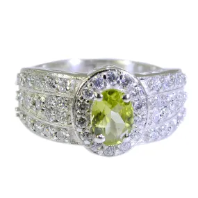 Exquisite Stone Peridot 925 Sterling Silver Rings Friends Jewelry