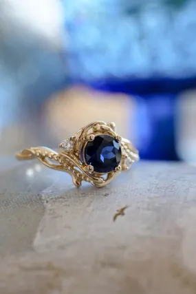 Fantasy engagement ring with blue lab sapphire / Undina