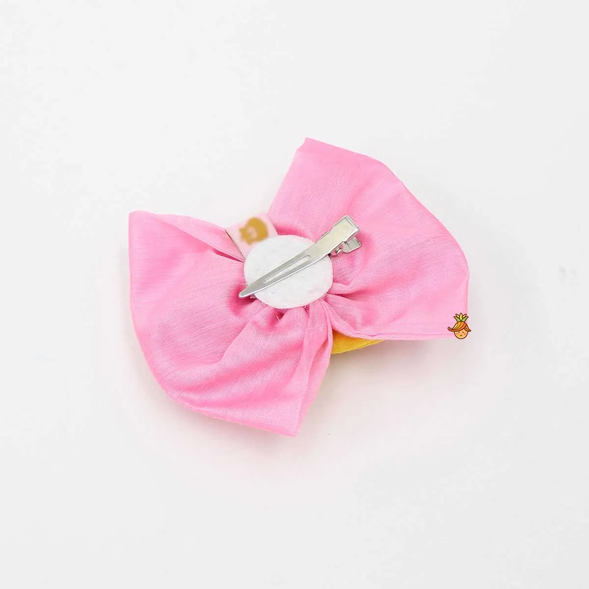 Flower Adorned Pink And Yellow Two Tone Hair Clip