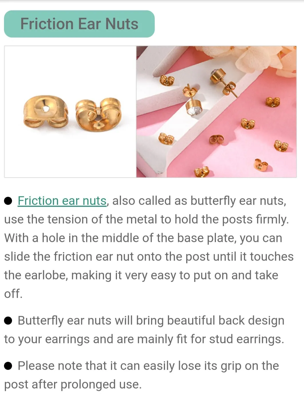 Friction Butterfly Earring Back