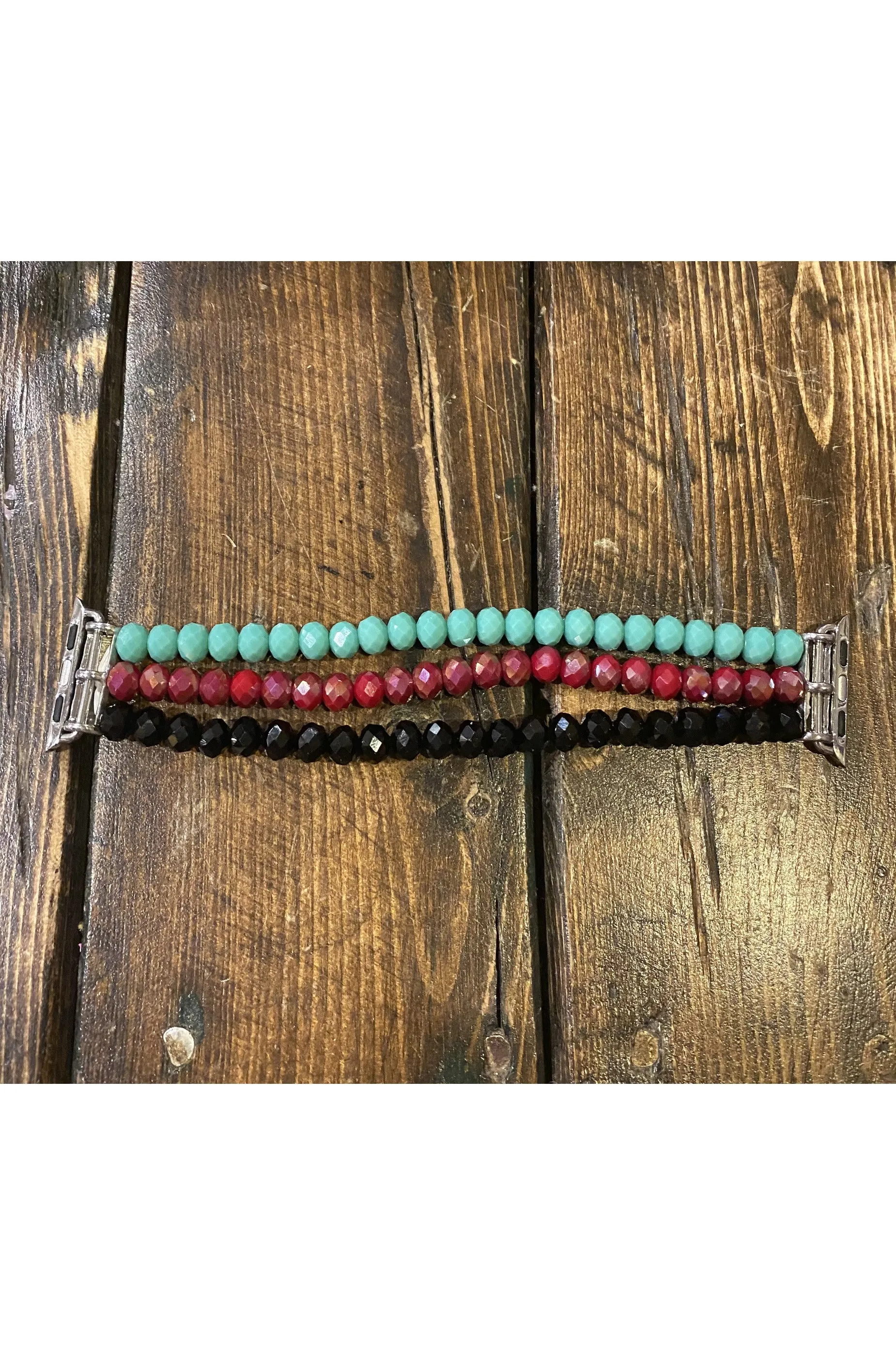 Glass beaded watch band