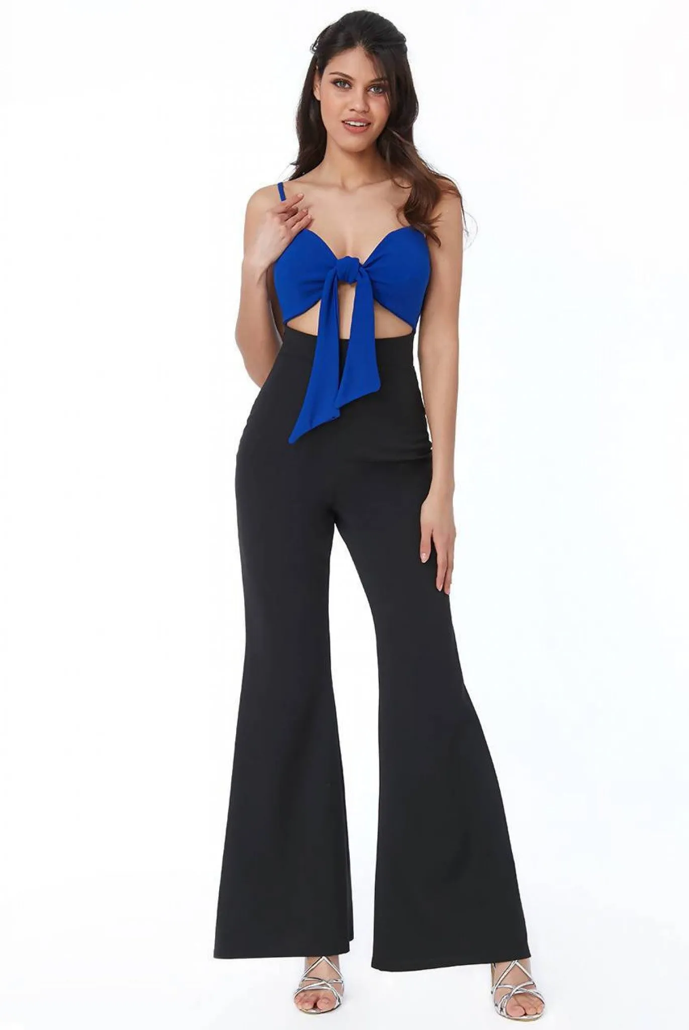 Goddiva Front Bow Tie Jumpsuit