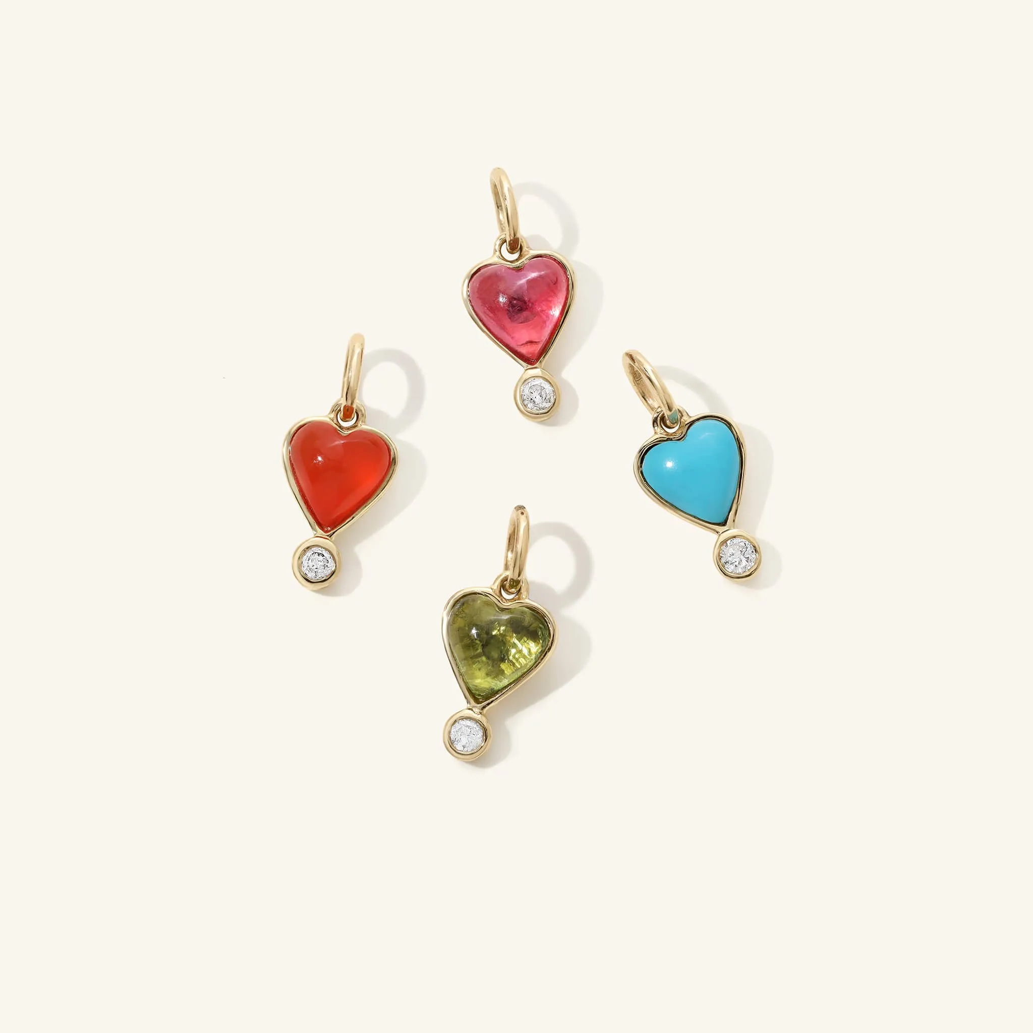 Gold Bezel-Set Pink Tourmaline Byrdie Heart Pendant