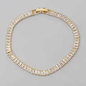 Gold Emerald Cut Tennis Bracelet