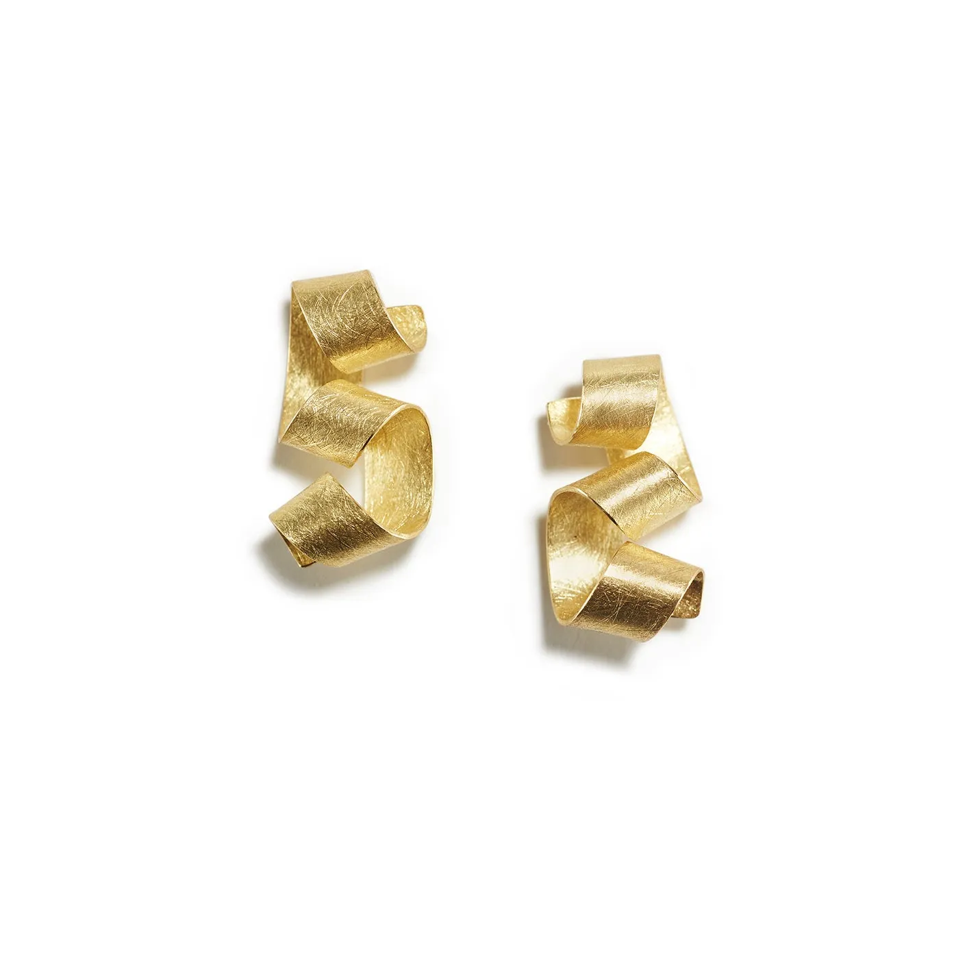 Golden Ribbon Stud Earrings