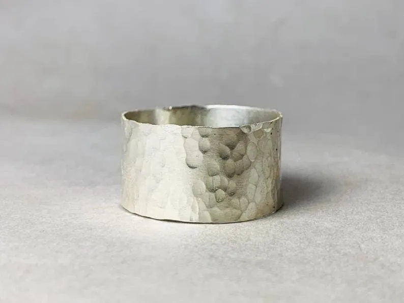 Hammered Band Ring, 925 Silver Ring, Wide Hammered Ring, Sterling Silver Ring, Band Unisex Ring, Statement Ring, Sterling Jewelry