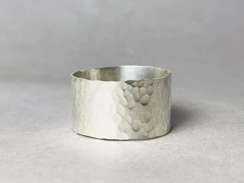 Hammered Band Ring, 925 Silver Ring, Wide Hammered Ring, Sterling Silver Ring, Band Unisex Ring, Statement Ring, Sterling Jewelry