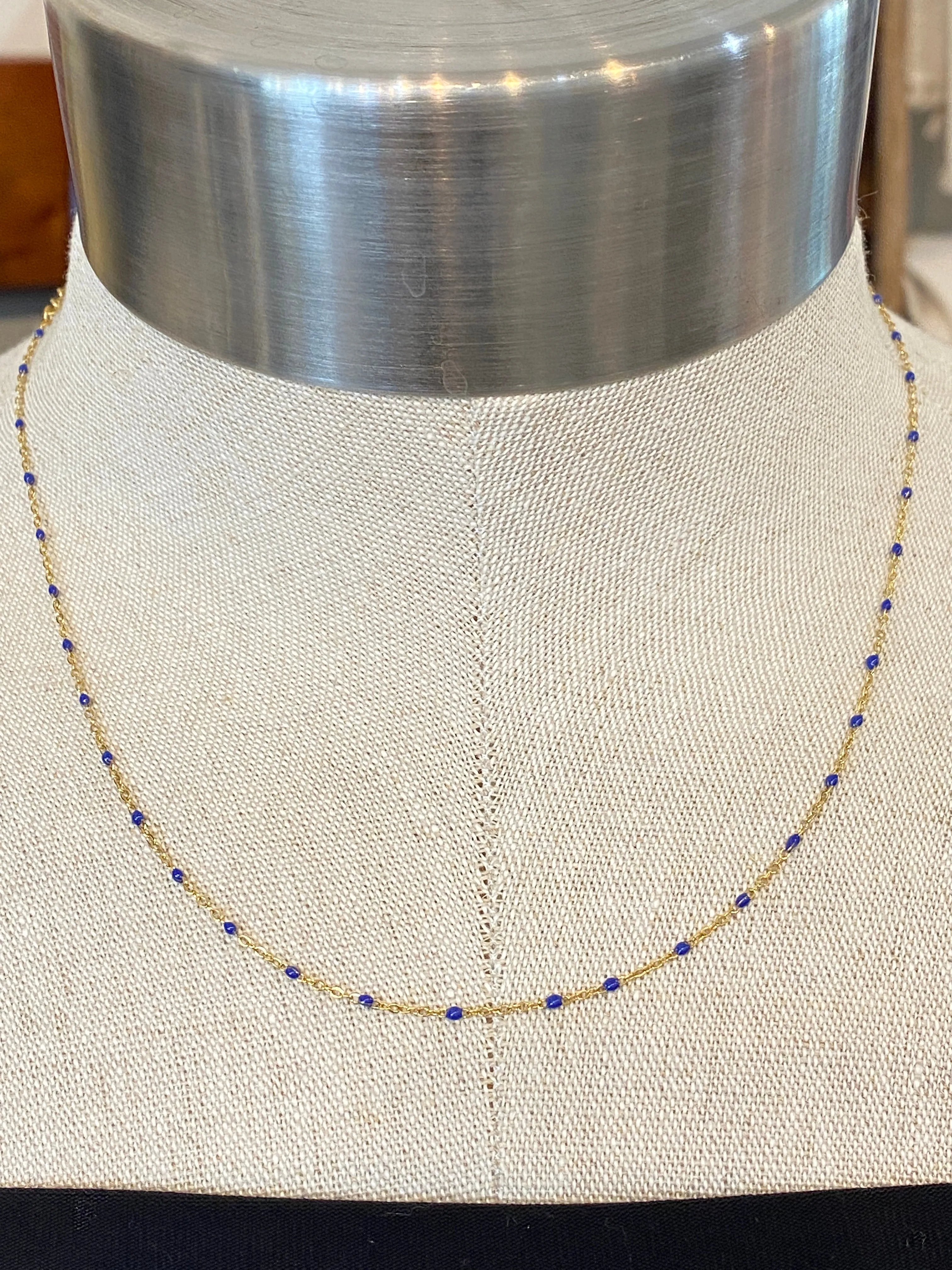 Hand-Wired Dainty Seed Beads Gold Chain Necklace