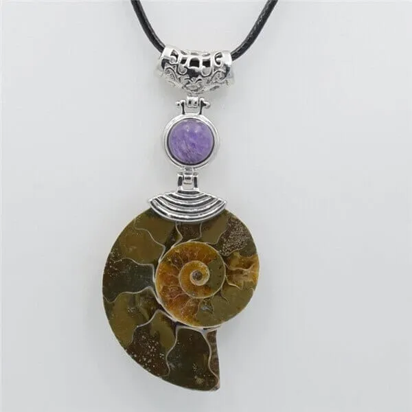 High Quality Natural Ammonite Shell with Natural Stones Choker