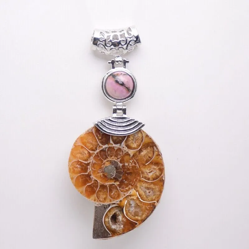 High Quality Natural Ammonite Shell with Natural Stones Choker