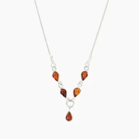 Honey Amber Single Teardrop Necklace