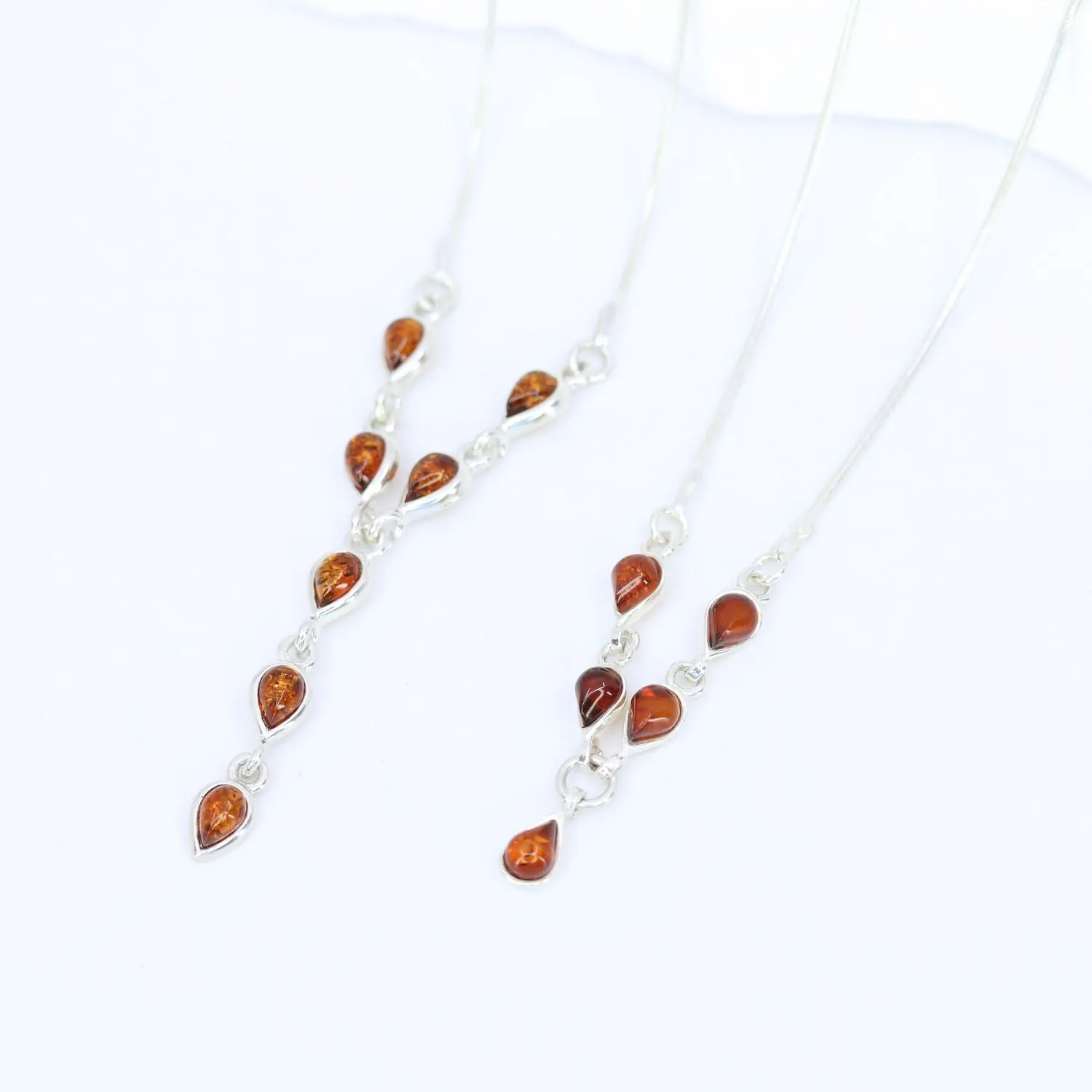 Honey Amber Single Teardrop Necklace