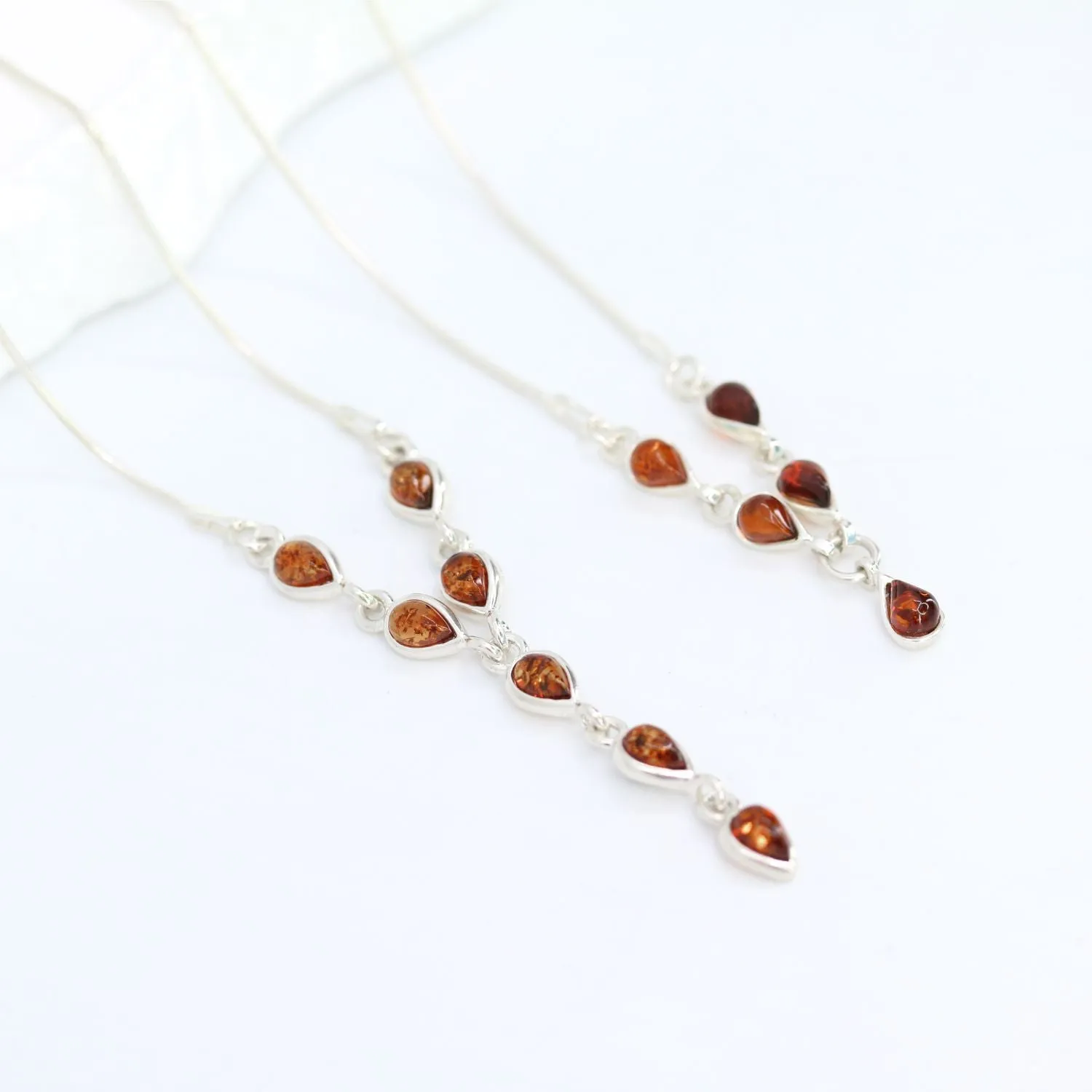 Honey Amber Single Teardrop Necklace