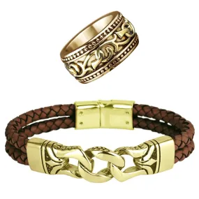 Horizon Brown Bracelet & Hudson Ring Set