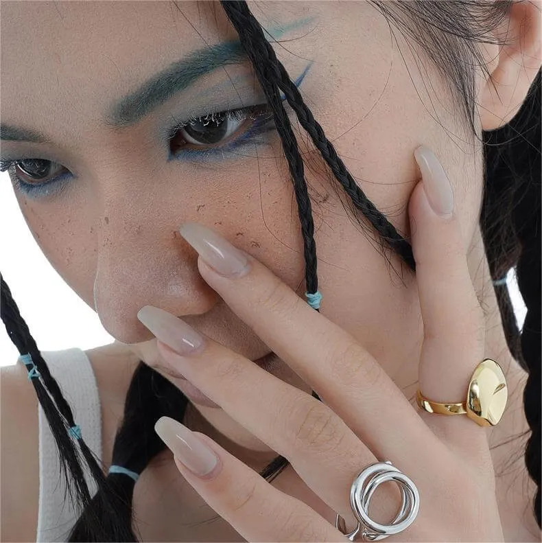 Irregular Silver Geometric Glossy Minimalist Band Ring