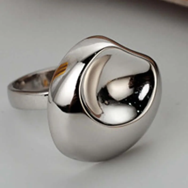 Irregular Silver Geometric Glossy Minimalist Band Ring