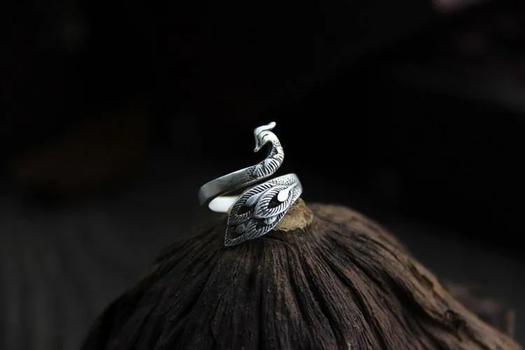 Jubilant Silver Peacock Ring