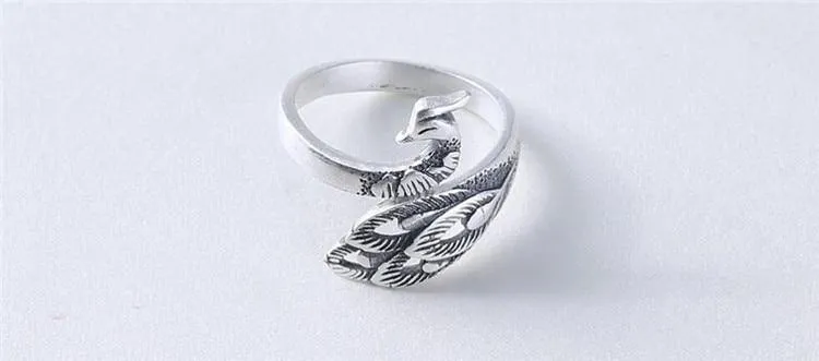 Jubilant Silver Peacock Ring