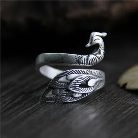 Jubilant Silver Peacock Ring