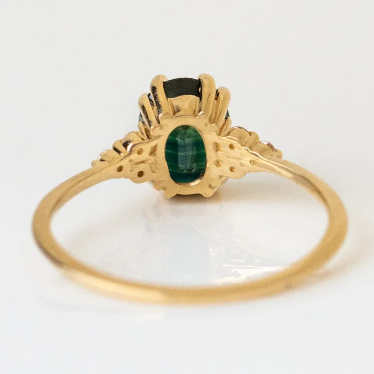 Juno Ring with Teal Sapphire in Yellow Gold