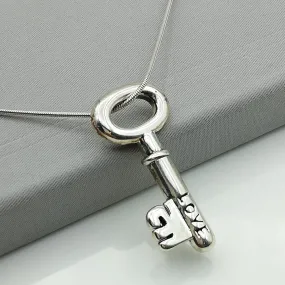 Key to your heart pendant - Silver key pendant - Charm for lovers - Silver charm necklace - PD46