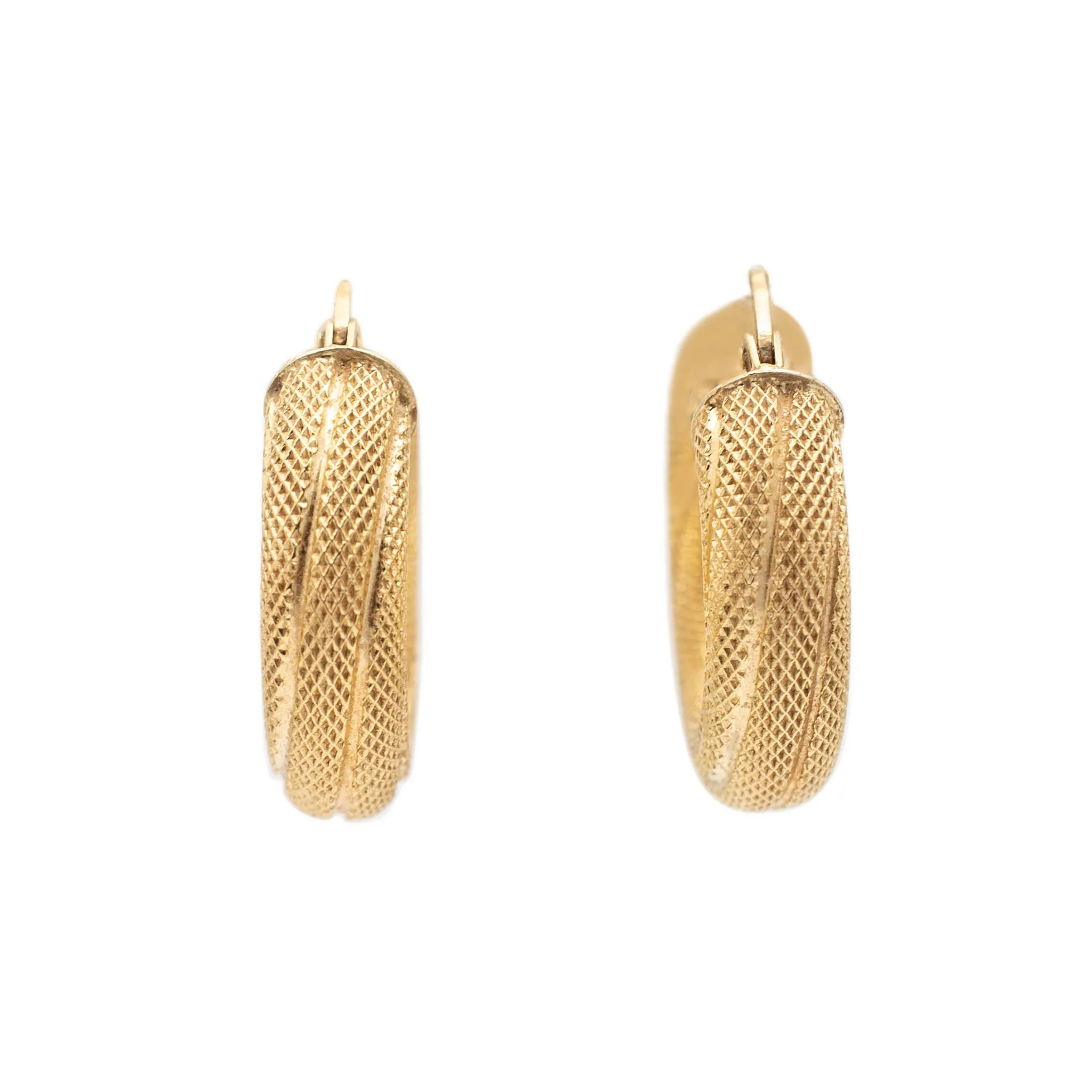 Ladies 14K Yellow Gold Mesh Hoop Earrings