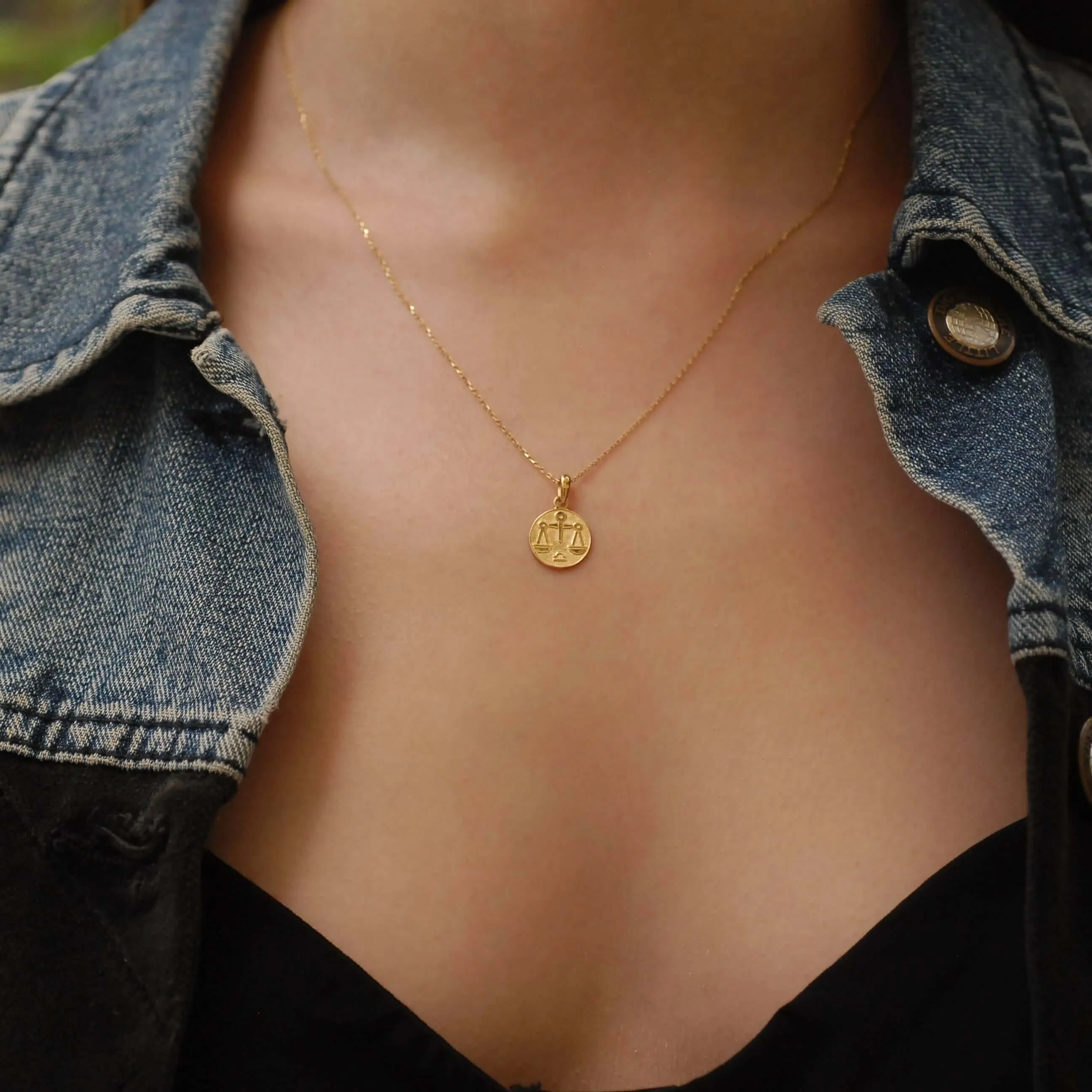 Libra Zodiac Necklace | 14K Solid Gold