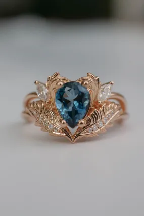 London blue topaz engagement ring in rose gold  / Adonis