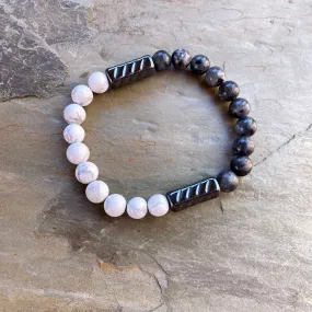 Men’s Black Labradorite, Hematite and Howlite Balance gemstone bracelet