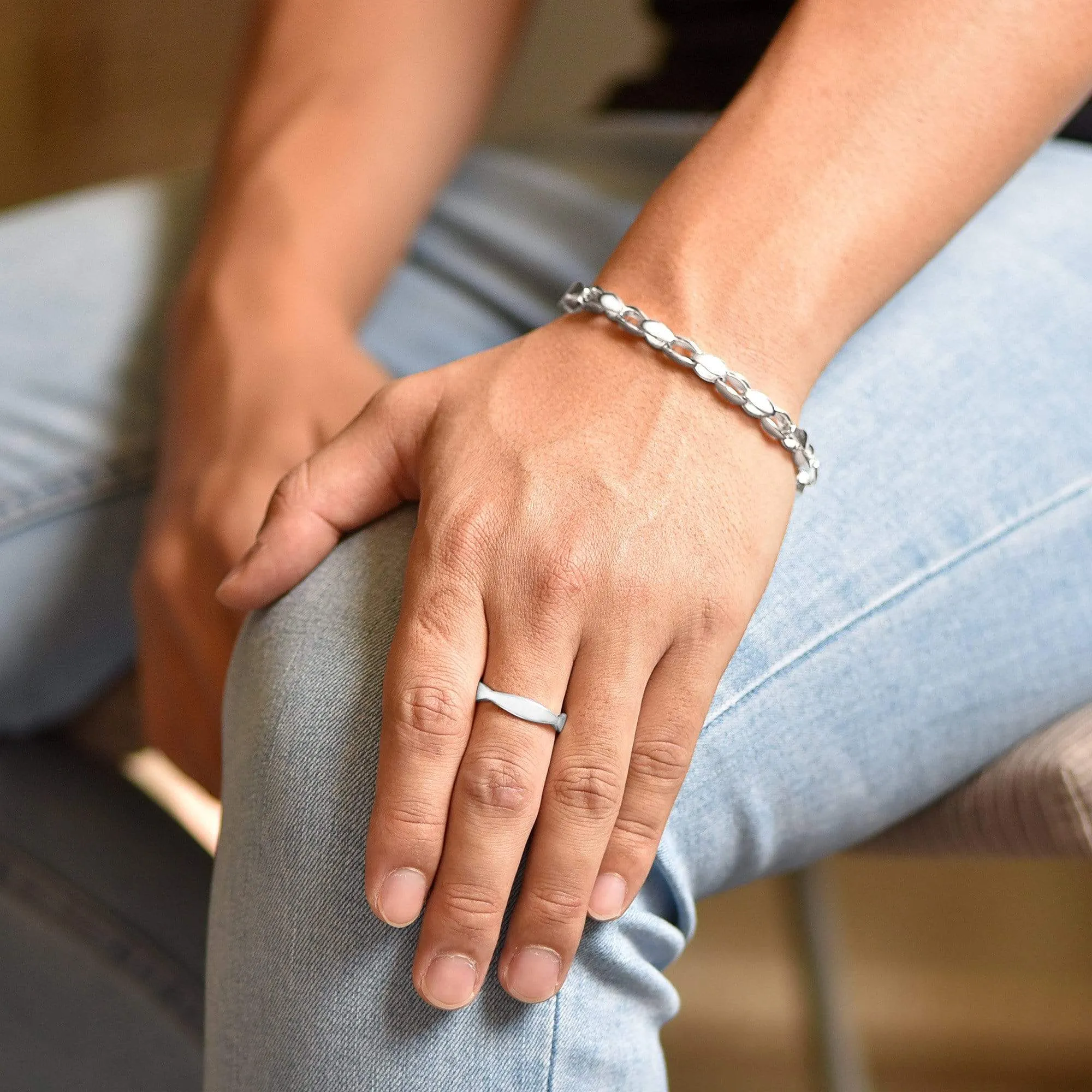 Men's Rocker Bikers Sterling Silver Bracelet