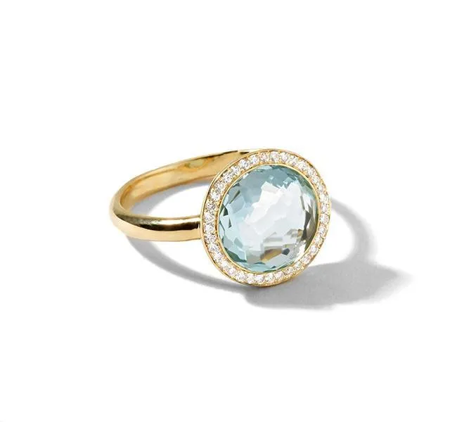 Mini Lollipop Ring in Blue Topaz with Diamonds