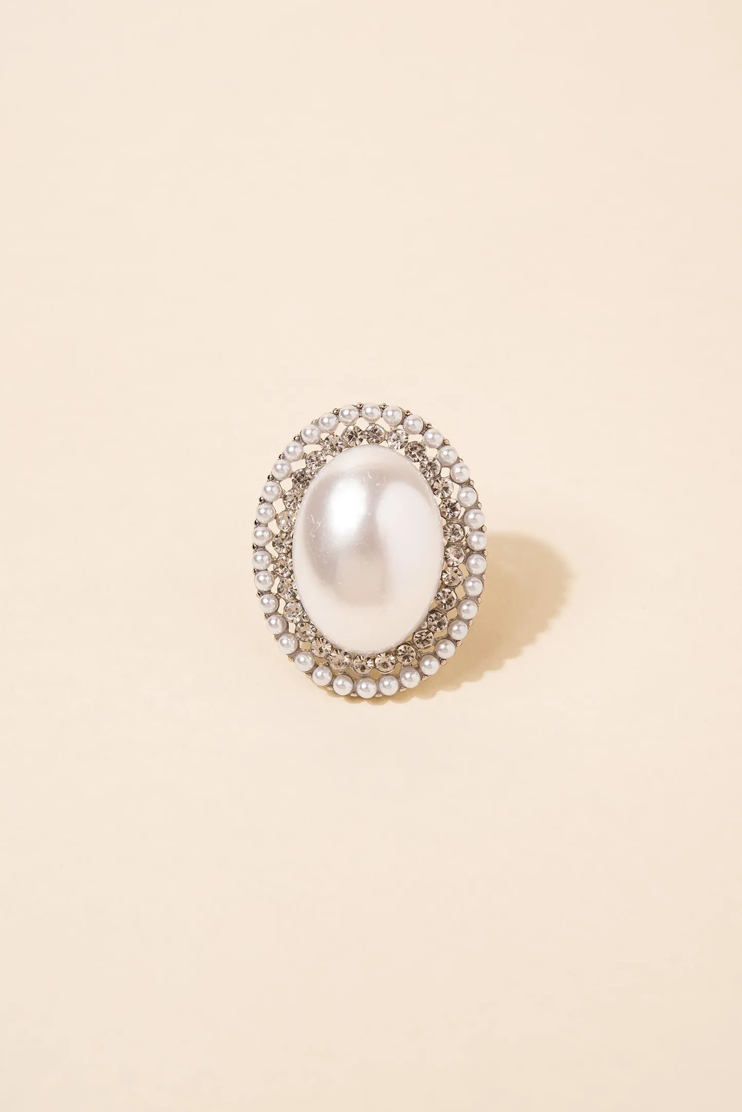 Miriam Oval Stone & Double Halo Stretch Ring